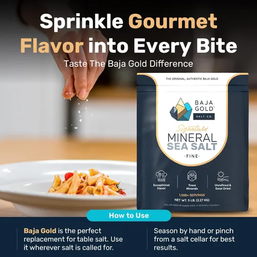 Miniatura 6 de Baja Gold Sal marina mineral - Recomendada por Gary Brecka - Sal de molienda fina para cocinar y hornear Sal natural de Baja para usos culinarios