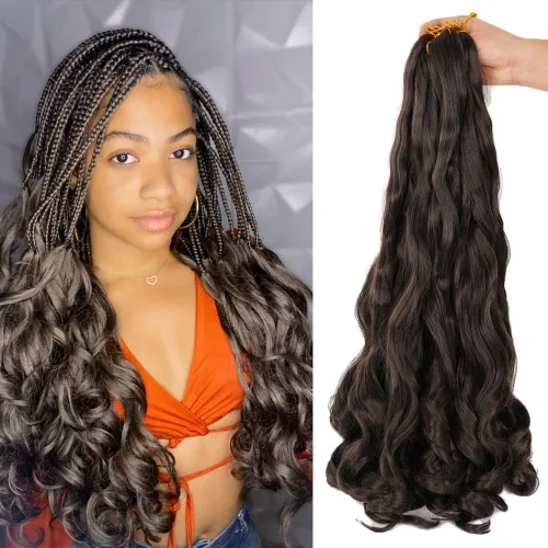 WIPPORYA Cabello Rizado Francés para Trenzar de 24 Pulgadas, 6 Paquetes de Cabello Ondulado Suelto Elástico para Crochet Pre-Estirado 3.53