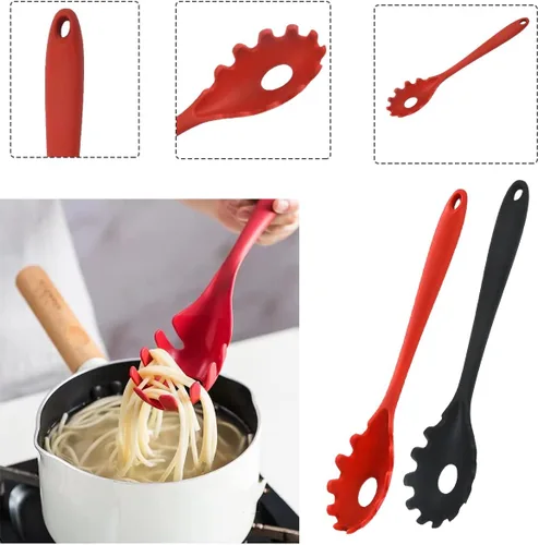 Miniatura 4 de Tenedor de silicona para pasta, 2 cucharas de espagueti, tenedor para pasta, resistente al calor, 480 °F, higiénico, cucharas de pasta de grado