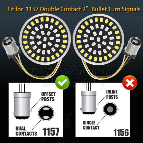 Miniatura 5 de PBYMT 1157 Luz LED de señal de giro frontal de 2 pulgadas, kit de cubierta de lente ahumada de bala compatible con Harley Davidson Dyna Softail