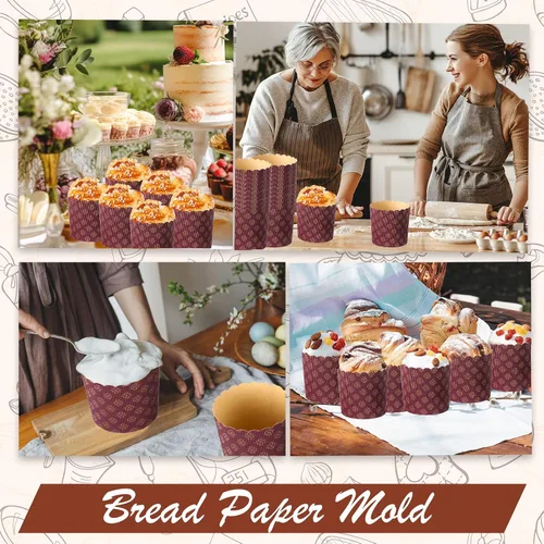 Miniatura 5 de FoldTier 24 moldes para pan de Pascua, moldes de papel corrugado para hornear, forma de papel redondo para pasteles, panettone, cocina, muffins