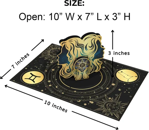 Miniatura 5 de iGifts And Cards Tarjeta emergente de cumpleaños del zodiaco Géminis, felicitación del horóscopo 3D con tarjeta de notas y sobre, constelación