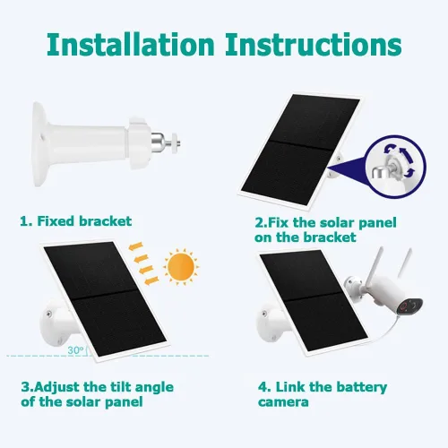 Miniatura 6 de Cargador de panel solar para cámaras de seguridad al aire libre, 10 W, CC 5 V, compatible con cámaras de batería recargable micro USB y tipo C