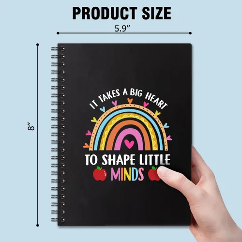 Miniatura 2 de It Takes A Big Heart - Cuadernos en espiral de tapa dura de 160 páginas de 6 x 8 pulgadas para escribir y dibujar, divertido diario negro arcoíris