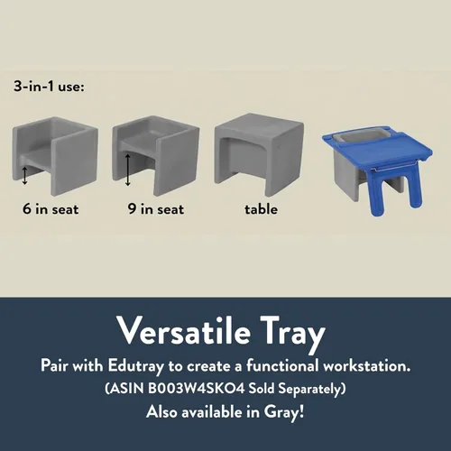 Miniatura 6 de Children's Factory Silla cúbica 3 en 1 para niños, muebles de aula de asientos flexibles, paquete de 1, color verde