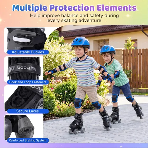 Miniatura 6 de BABY JOY Patines de ruedas ajustables en 4 tamaños para niños de 5 a 14 años de edad, niñas y adolescentes con ruedas iluminadas y protección