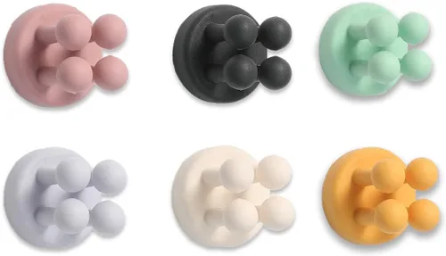 Miniatura 13 de 6 soportes de silicona impermeables para cepillos de dientes, ganchos autoadhesivos multifunción para colgar llaves, ropa, toalla, cable