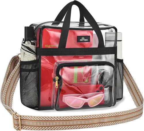 Miniatura 20 de MAY TREE Bolsa transparente para eventos en estadios de 12 x 6 x 12 pulgadas, bolsa de almuerzo transparente con correas reforzadas para trabajo