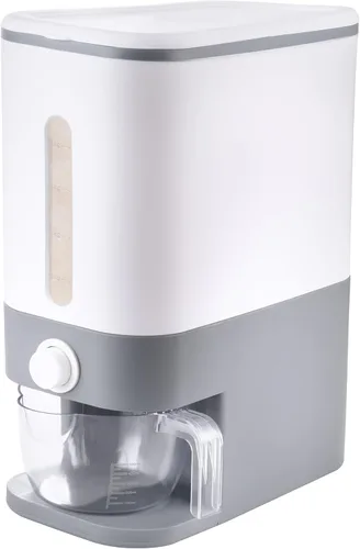 Rubtlamp Dispensador de Arroz Gris de 22.5-25 Libras, Contenedor de Arroz con Tapa, Contenedor de Almacenamiento de Arroz con Taza Medidora,