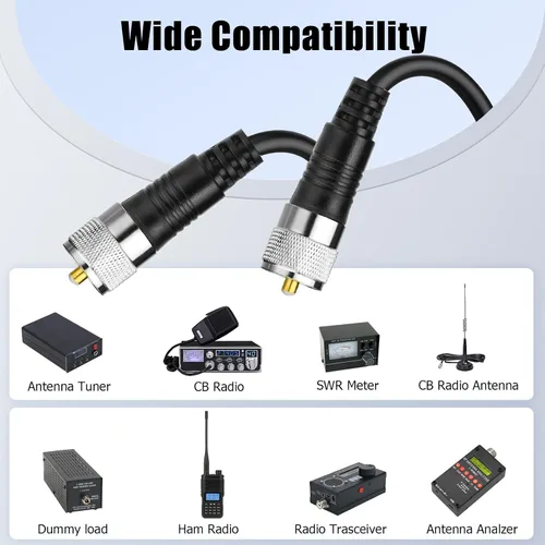 Miniatura 4 de Ullnosoo Cable coaxial RG8x, cable de puente de radio CB de 3 pies PL259 UHF, 50 ohmios de baja pérdida para jamón, analizador de antena, carga
