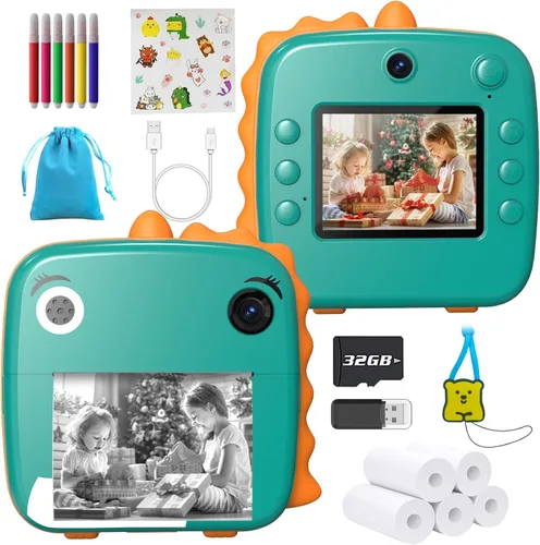 Miniatura 9 de MFLABEL Recambio de papel para cámara instantánea para niños, 9 rollos (2.2 x 1.1 pulgadas), papel fotográfico térmico a color para niños, 3 azul/3