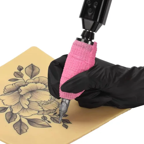 Miniatura 8 de ATOMUS 100 fundas de cordón con clip de tatuaje con 2 piezas de vendaje autoadhesivo, bolsas de plástico desechables, bolsa para bolígrafo de Rosado