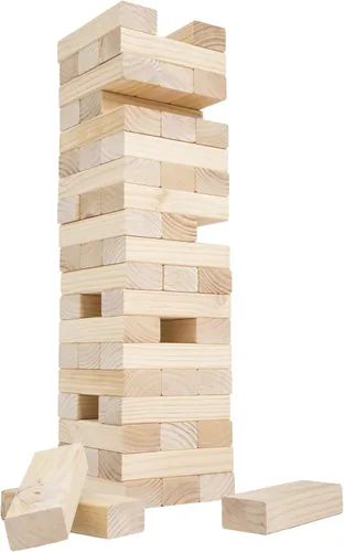 HEY! PLAY! Juego clásico de bloques de madera gigantes apilables, juego de patio al aire libre, para adultos, niños, niños y niñas