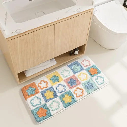 Miniatura 10 de Tapete de baño con rayas, extra suave, absorbente, antideslizante, cómodo, tapete para bañera, ducha, baño, lavable a máquina, 16 x 24 pulgadas, rosa