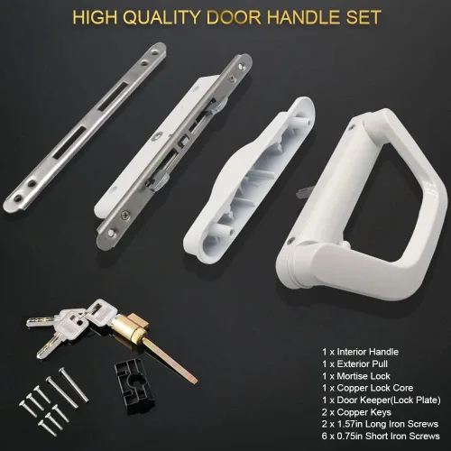 Miniatura 2 de ALLYWASAI Juego de manijas de puerta corrediza de patio con cerradura de mortaja, adecuado para puertas corredizas de patio de vidrio con grosor