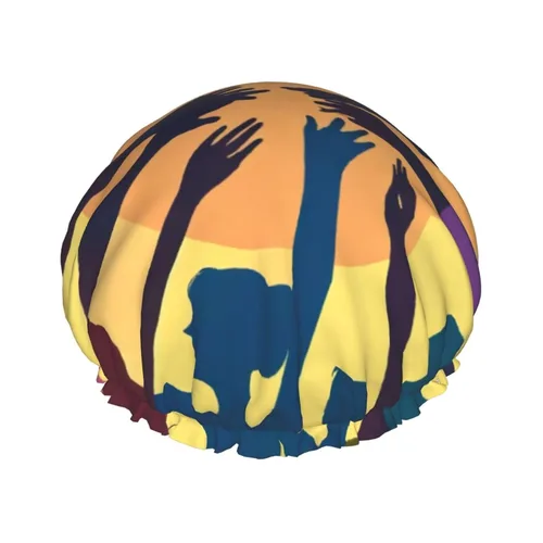 Miniatura 15 de Gorro de ducha con estampado de corazón abstracto, elástico y reutilizable, gorro de ducha grande impermeable, para mujeres, hombres y niños