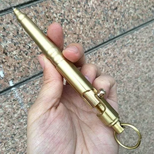 Miniatura 4 de Bolígrafo de bolsillo EDC de latón macizo con llavero