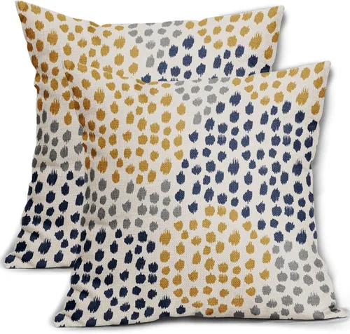 Miniatura 89 de Fundas de almohada marrón y blancas de 18 x 18 pulgadas, juego de 2 almohadas boho grises con lunares, fundas de almohada modernas estampadas