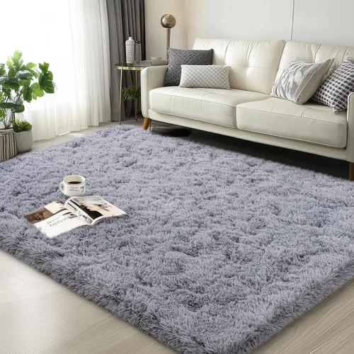 Miniatura 55 de Mugorn - Alfombra de 8 x 10 pies, alfombras grandes, esponjosas, suaves, peludas, antideslizantes, mullidas para interiores, color negro, 8 x 10 pies