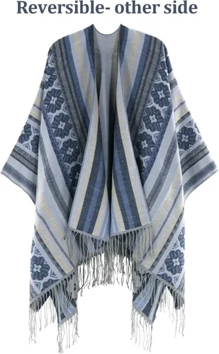 Miniatura 50 de Poncho chal para mujer, suéteres suaves y cálidos para mujer, parte delantera abierta, poncho de viaje para otoño, invierno y primavera