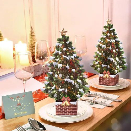 Miniatura 6 de VIVIKEN Tarjetas de Navidad desplegables, árbol de Navidad de 12 pulgadas con diseño de paisaje de nieve, tarjeta de felicitación emergente de papel