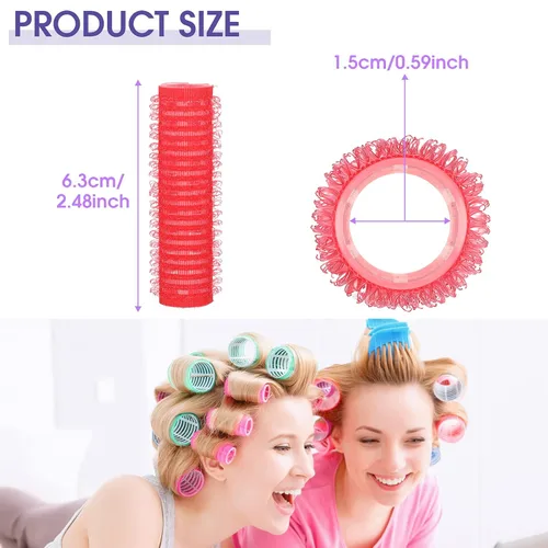 Miniatura 5 de Syhood Juego de 36 rulos de nailon para el cabello, pequeños rizadores de peluquería de salón de belleza, rodillos de pelo para bricolaje, peine