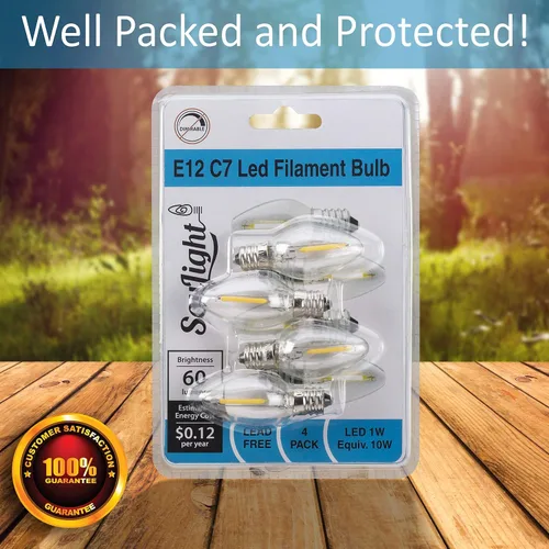 Miniatura 7 de SouLight Bombillas LED nocturnas – Bombilla E12 – Bombillas LED C7, bombilla incandescente equivalente a 1 vatio 10 W, blanco cálido 2700 K, velas