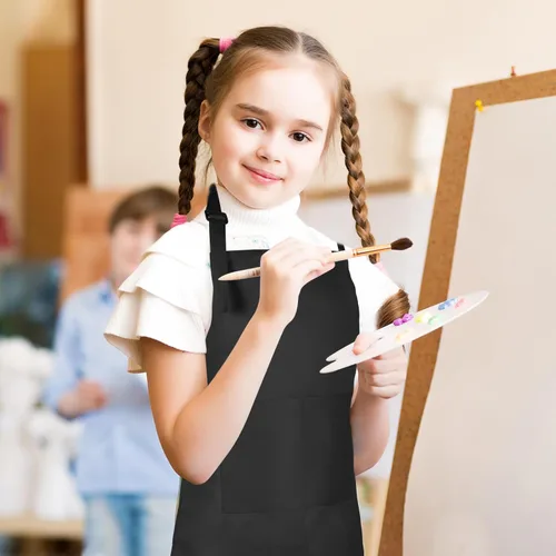 Miniatura 5 de Morcheiong Paquete de 8/12/24 delantales ajustables para niños al por mayor con 2 bolsillos, delantal para niños pequeños, delantales de pintura