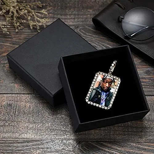 Miniatura 7 de QUNTING Collar con foto personalizada para hombres cadena de imagen redonda personalizada para mujeres medallones de amor joyería hip hop llavero