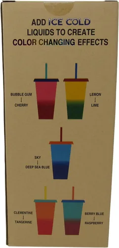 Miniatura 2 de Buc-ee's Vasos que cambian de color, 5 vasos diferentes con tapas y popotes, capacidad para 25 onzas cada uno