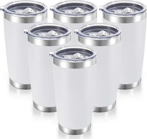 Miniatura 37 de Vaso de acero inoxidable de 20 onzas con tapa, doble pared aislada al vacío, taza de café de 20 onzas con recubrimiento en polvo para bebidas Verde