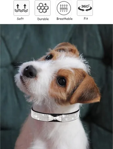 Miniatura 4 de Collar de perro brillante para perros pequeños, medianos y grandes, collares de perro con corona de diamantes de imitación para perros hembras