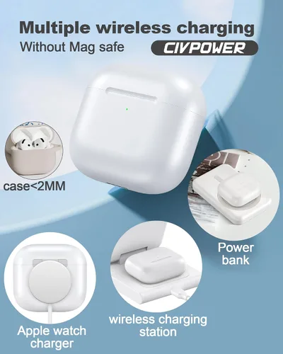 Miniatura 4 de CIVPOWER Funda de carga de repuesto para Air Pods 4ª, compatible con Air Pod de 4ª generación con emparejamiento Bluetooth (sin auriculares)