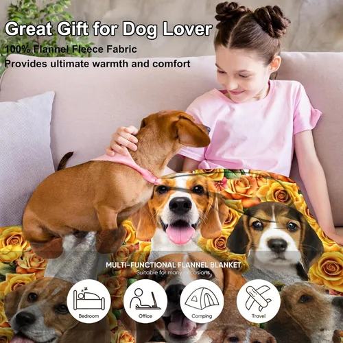 Miniatura 3 de Manta para Perro Beale, Regalo para Amantes de Perros de Beagle, Manta Suave de Franela, Regalo para Mujeres, Niñas para Halloween y Navidad