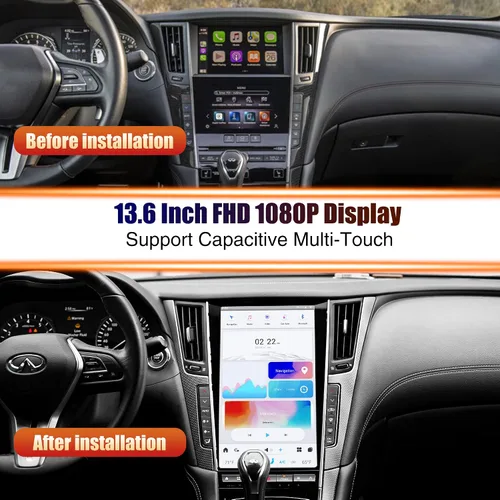 Miniatura 4 de Aucar Mark 6 - Unidad principal de radio de coche Android estilo T de 13.6 pulgadas para Infiniti Q50 Q50S Q60 Q60S, reproductor de video estéreo