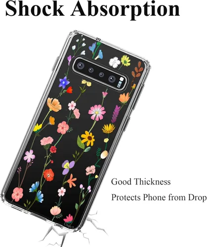 Miniatura 5 de Unov Funda para Galaxy S10, transparente con diseño, ajuste delgado, buen agarre, funda de teléfono en relieve, cubierta protectora a prueba