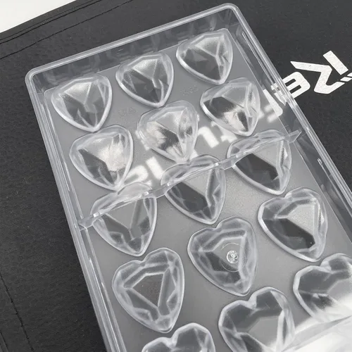 Miniatura 8 de Goldbaking Molde de chocolate con forma de corazón de diamante Bandeja de caramelo de policarbonato