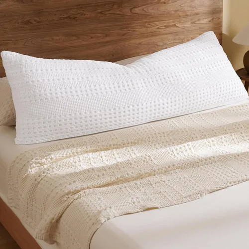 Miniatura 74 de PHF Fundas de almohada con tejido de gofre de 24" x 24", paquete de 2, funda de almohada cuadrada 100% algodón para decoración de ropa de cama, sin