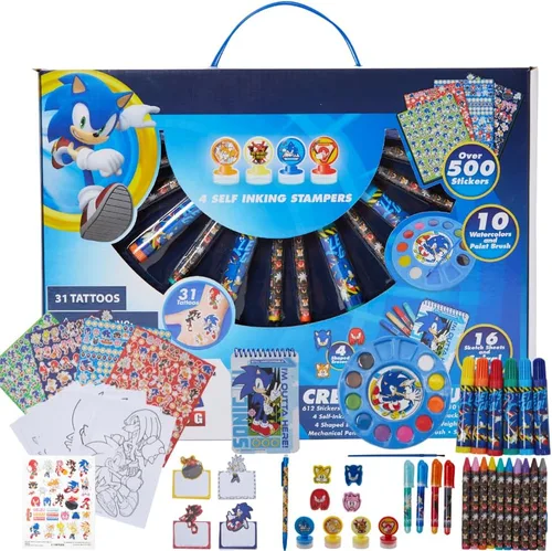 Innovative Designs Juego de Arte para Niños de Sonic the Hedgehog de Creatividad Diversión para Colorear, Pintar y Manualidades