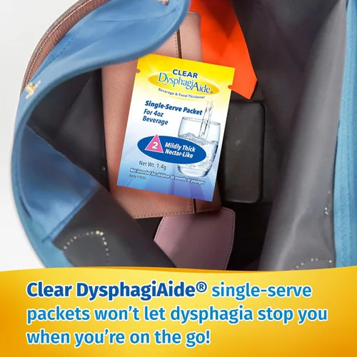 Miniatura 3 de Espesante DysphagiAide transparente, nivel 2 ligeramente grueso (similar al néctar), paquetes de una sola porción, 24