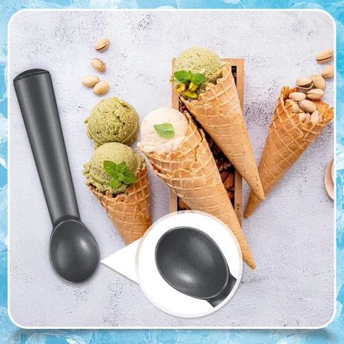 Miniatura 6 de Suclain Cuchara de helado de 3 piezas de 7 pulgadas, antiadherente, anticongelante, con mango cómodo, diseño de aleación de aluminio, cuchara