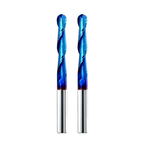 Miniatura 8 de 2 piezas de punta de bola de 1 grado cortador fresadora CNC fresadora espiral herramienta de fresado con revestimiento azul nano 1/8 diámetro