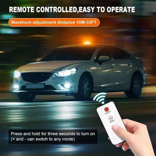Miniatura 2 de AnTom Luces estroboscópicas inalámbricas con control remoto, baliza impermeable recargable alimentada por batería LED con base magnética fuerte