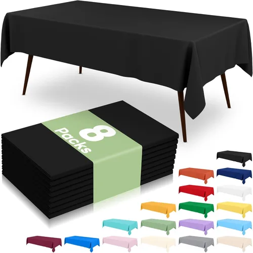 Miniatura 28 de misaya 6 paquetes de manteles de plástico desechables, 54 x 72 pulgadas mantel rectangular impermeable, cubiertas de mesa decorativas a prueba