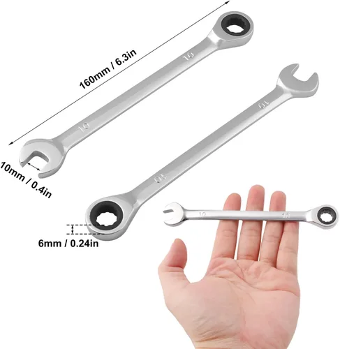 Miniatura 2 de Juego de 5 llaves de trinquete de 0.394 in, llaves combinadas para mecánicos y entusiastas del bricolaje, métrica, 72 dientes, llave de engranajes