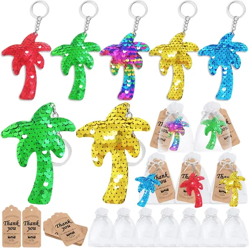 Miniatura 7 de CiciBear Paquete de 60 llaveros de lentejuelas de trébol de la suerte de cuatro hojas de doble cubierta con 20 llaveros, 20 etiquetas