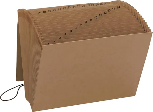 Smead Archivo expandible con solapa y cierre de cordón, 31 bolsillos, diario (1-31), tamaño carta, papel kraft (70168), (paquete de 6)
