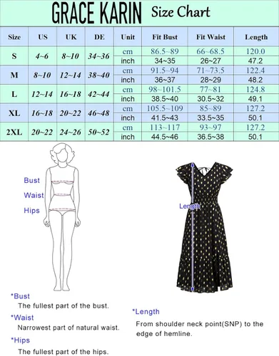 Miniatura 6 de GRACE KARIN Vestido de verano con cuello en V y mangas con volantes para mujer, vestido midi con vuelo y escalonado, vestido de cóctel