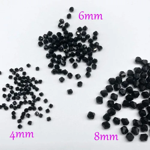 Miniatura 2 de 100 cuentas de cristal de cristal, cuentas de vidrio de 0.236 pulgadas para la fabricación de joyas, cuentas de bicona, cuentas de cristal de bicono