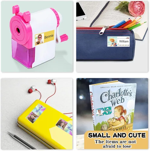Miniatura 7 de 78 etiquetas personalizadas para niños con fotos impermeables, etiquetas de nombre personalizadas para suministros escolares, guardería, botellas